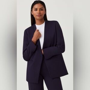 SPANX PERFECT COLLARLESS BLAZER SIZE MEDIUM NAVY NWT BUSINESS FALL WOMAN